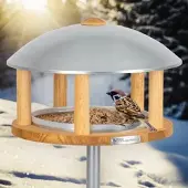 Voss.garden Vogelhaus Kolding - aus Holz mit Metalldach, inkl. Ständer