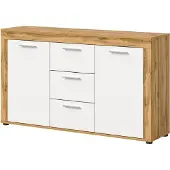 Ebuy24 Sideboard mit 3 Schubladen weiß Wotan Eiche 125 cm - JAM