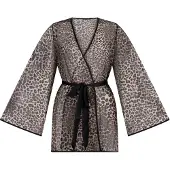 Hunkemoller Leopard Mesh-Kimono Schwarz