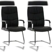 Proregal 2er-Set Besucherstuhl PRAG HxBxT 105x49x60cm Kunstleder Schwarz Konferenzstuhl