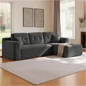 Vasagle Modulares Ecksofa 244 cm mit großer Chaiselongue rechts schiefergrau LCS184GN01