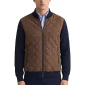 Bugatti Strickjacke "Regular Fit" mit Velour-Front & Stehkragen