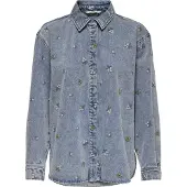 ONLY Jeansbluse "ONLVERA L/S FLOWER EMB SHIRT DNM YOR"