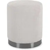 Bizzotto Hocker Ernestine aus Stoff, modernes Design, hellgrau, runde Form, Metallgestell