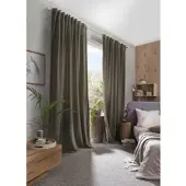 HOMEbasics Vorhang HOME BASICS "WOLLY" Gr. 7, grau (stein), B:135cm H:265cm, Polyester, Gardinen, Vorhang, Chenille