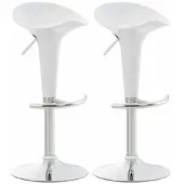 CLP 2er Set Barhocker Saddle mit drehbarem Kunsttoffsitz und Fußablage weiß