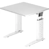 Bümö Schreibtisch Serie-U - Nachbildung: Weiß, Größe: 80 x 80 cm, Gestell: Weiß
