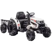HECHT Kinder Traktor Elektro mit Anhänger Weiß 50435