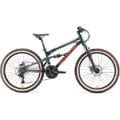 Bikestar Alu Kinder Jugend Mountainbike Vollgefedert, 21 Gang Shimano, 24 Zoll ab 9 - 10 Jahre | Fully MTB Scheibenbremse | Grün