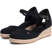 Tommy Hilfiger Espadrilles Mid Wedge Espad Closed Toe FW0FW09233 Schwarz