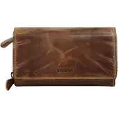 Bagan Damen Geldbörse aus braunem Leder mit RFID-Schutz, 14 Kartenfächern und Münzfach, 18x10x5 cm