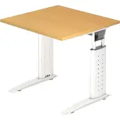 Bümö Schreibtisch Serie-U - Nachbildung: Buche, Größe: 80 x 80 cm, Gestell: Weiß