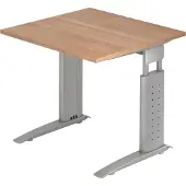 Bümö Schreibtisch Serie-U - Größe: 80 x 80 cm, Gestell: Silbergrau, Nachbildung: Nussbaum