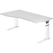 Bümö Schreibtisch Serie-U - Nachbildung: Weiß, Größe: 180 x 100 cm, Gestell: Weiß
