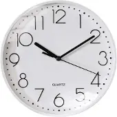 Avizar , Leise Wanduhr 26 cm modern für Büro, Weiß