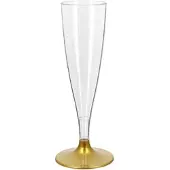 Monouso - Mehrweg Durable Sektglas aus PS Fuß Gold 140ml 2-teilig (6 Stück)