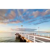 Papermoon Fototapete "Retro Pier Ostsee", bunt, B:4m L:2,6m, Vlies, Tapeten, Fototapete