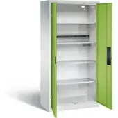 C+P Akku-Ladeschrank für 5 E-Werkzeuge, H1950xB930xT500mm, Viridingrün/Lichtgrau