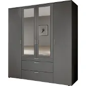 Die Möbelfundgrube Kleiderschrank graphit mit Spiegel - 180 cm - 4-türig - VESALA