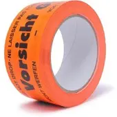 GWS Packband Premium, PVC, Vorsicht Glas, 50mm x 66m, leise abrollbar