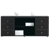 Jet-Line Büro Aktenschrank Büroaussattung Padova schwarz in Lederoptik vorinstalliert
