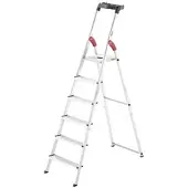 Hailo L60, 6 Stufen, 1,90 m Aluminium-Stehleiter mit Sicherheitsbügel Ultraleicht