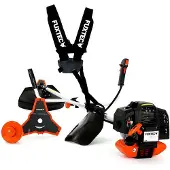 FUXTEC Benzin Motorsense FX-MS152 - 52ccm | Rasentrimmer mit 3PS | 2-Takt | 7,5Kg | 9-Zahn | Easy Start | Doppelfadenkopf + Messer | Freischneider