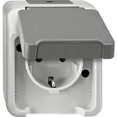 Merten Schuko-Steckdose Aquastar , IP44, lichtgrau, Berührungsschutz - 1-fach