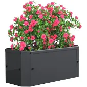 VCM Metall Hochbeet 39x18x16 cm, rechteckiger Pflanzkasten für Balkon Terrasse Garten, Blumenkasten mit Boden, Balora S