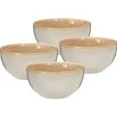 Excellent houseware Hochwertiges 4er-Set Steinzeug-Schalen 580ml in Sandfarbe