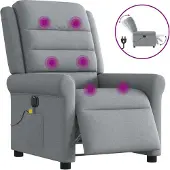 vidaXL Hochwertig Massagesessel Elektrisch Hellgrau Stoff 3303304