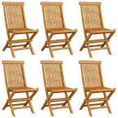 vidaXL Gartenstühle mit Grauen Kissen 6 Stk. Massivholz Teak , Gartenstühle Design 2024