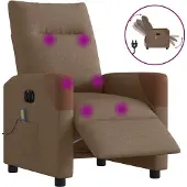 vidaXL Massagesessel Elektrisch Braun Stoff, Klassische Sessel DesignMöbel