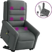 vidaXL Hochwertig Massagesessel mit Aufstehhilfe Dunkelgrau Stoff 3303325