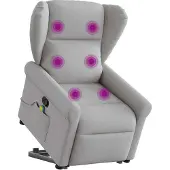 vidaXL Hochwertig Massagesessel mit Aufstehhilfe Wolkengrau Stoff 3303393