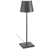 Zafferano Poldina Tischleuchte Dunkelgrau 230V mit Stecker Dimmbare LED 11x38 cm - Modernes Design aus Aluminium