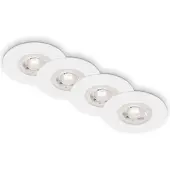 Briloner KULANA LED Einbaustrahler Bad, 4er Set, IP44 Spritzwasserschutz, Warmweißes Licht, Flaches Design, weiß, 9 x 2,5 cm