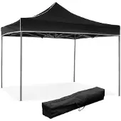 Divina Garden Faltbarer Faltpavillon 3 x 3, schwarz, mit wasserdichtem PVC überzogen