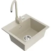 Mexen Milo 1-Becken-Granit-Spüle mit Mischbatterie Telma, Beige - 6505-69-670200-69