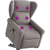 vidaXL Hochwertig Massagesessel mit Aufstehhilfe Taupe Stoff 3303391