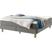 Hasena Raumspar Boxspringbett Carlota grey Holz Eiche bright 160x200 : Topper - Elegance Top (medium)