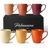 MIAMIO Kaffeebecher Palmanova Magma, 400ml, Keramik, rot / orange / beige, 6 Stück