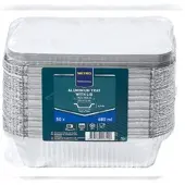 OTTO Office Aluschalen mit Deckel 0,68 L rechteckig 50 Stück silber, 10.5x4.9x19.7 cm