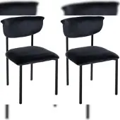 Proregal 2er Set Besucherstuhl IBIZA Samt HxBxT 78x52x53cm Samt Schwarz Konferenzstuhl