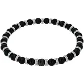 Amor Armband , edelstahlfarben, schwarz, schwarz, Armbänder, Herren, 21cm, Edelstahl, Armband, mit Achat