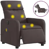 Syfax Massagesessel Elektrisch Dunkelbraun Stoff