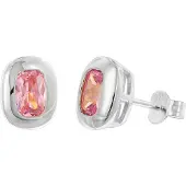 Trendor 21440-09 Damen-Ohrringe 925 Silber Ohrstecker Zirkonia Pink