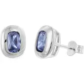 Trendor 21440-06 Damen-Ohrringe 925 Silber Ohrstecker Zirkonia Tansanitblau