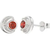 Trendor 21422-16 Damen Ohrringe 925 Silber Ohrstecker Zirkonia Granatrot
