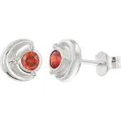 Trendor 21422-07 Damen Ohrringe 925 Silber Ohrstecker Zirkonia Rot